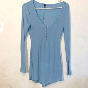 Baby blue romper from Fashion Nova